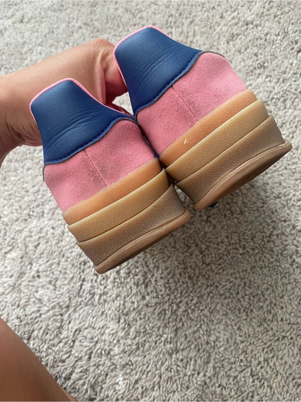 Adidas Gazelle pink glow platform sneakers